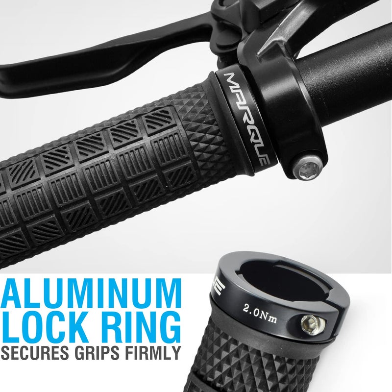 Marque Grapple Mountain Bike Handlebar Grips â€“ Single Lock-On Ring MTB and BMX Bicycle Handle Bar with Non-Slip Grip (Phantom Black) - Image 3